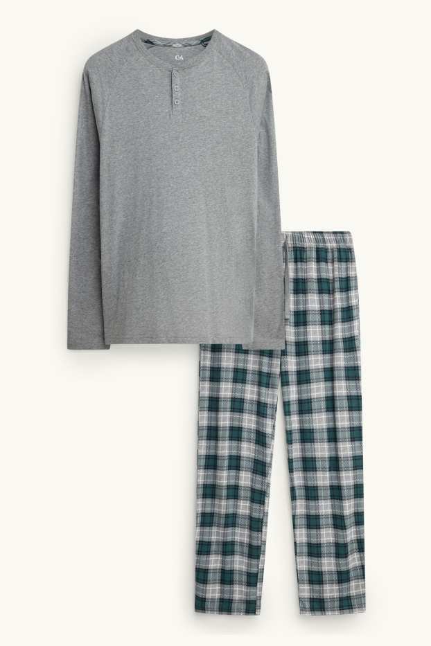 Uomo - Pigiama - grigio / verde scuro