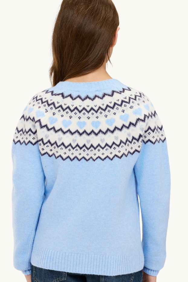 Bambine - Maglione - effetto brillante - azzurro
