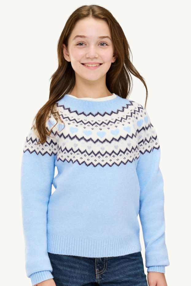 Bambine - Maglione - effetto brillante - azzurro