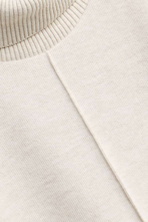 Damen - Rollkragentop - gerippt - beige