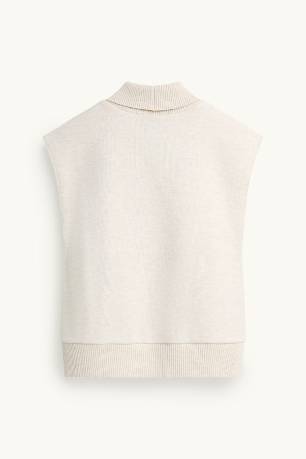 Damen - Rollkragentop - gerippt - beige