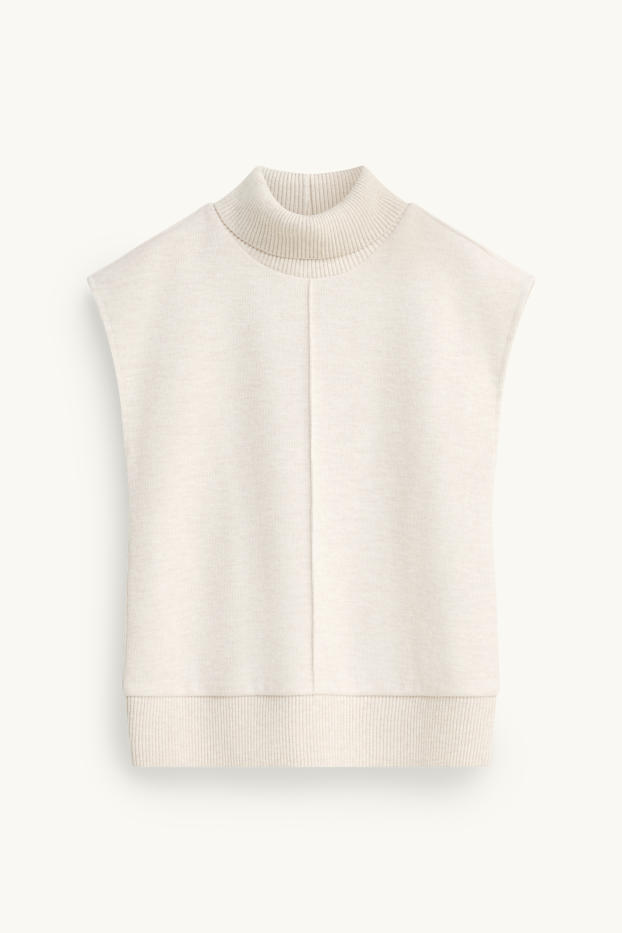 Damen - Rollkragentop - gerippt - beige