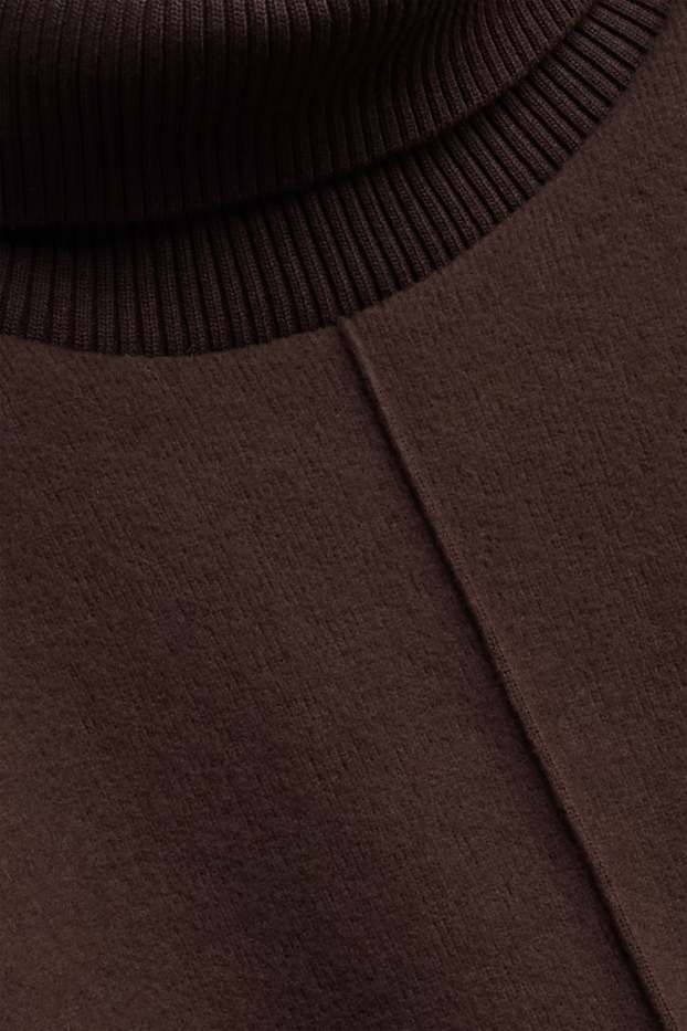 Damen - Rollkragentop - gerippt - braun