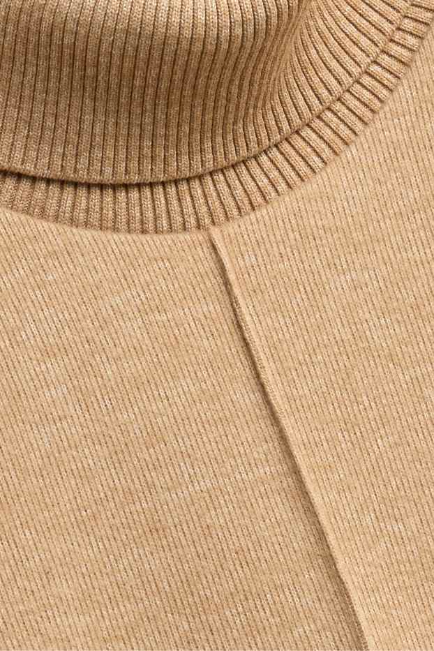 Damen - Rollkragentop - gerippt - beige
