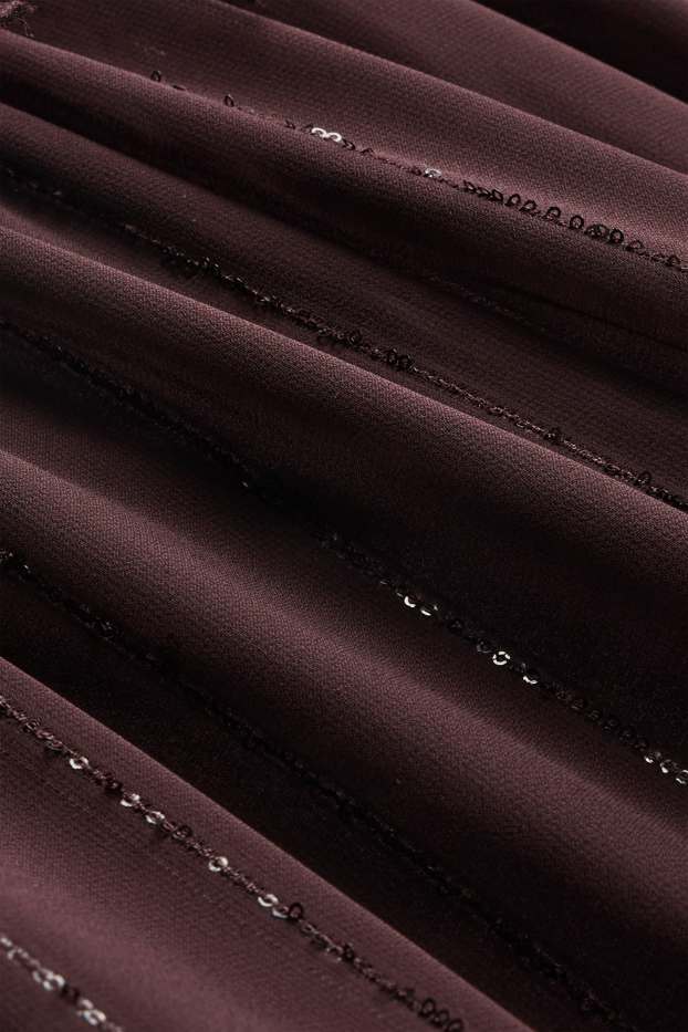 Women - Harem trousers - mid-rise waist - balloon leg - shiny - brown