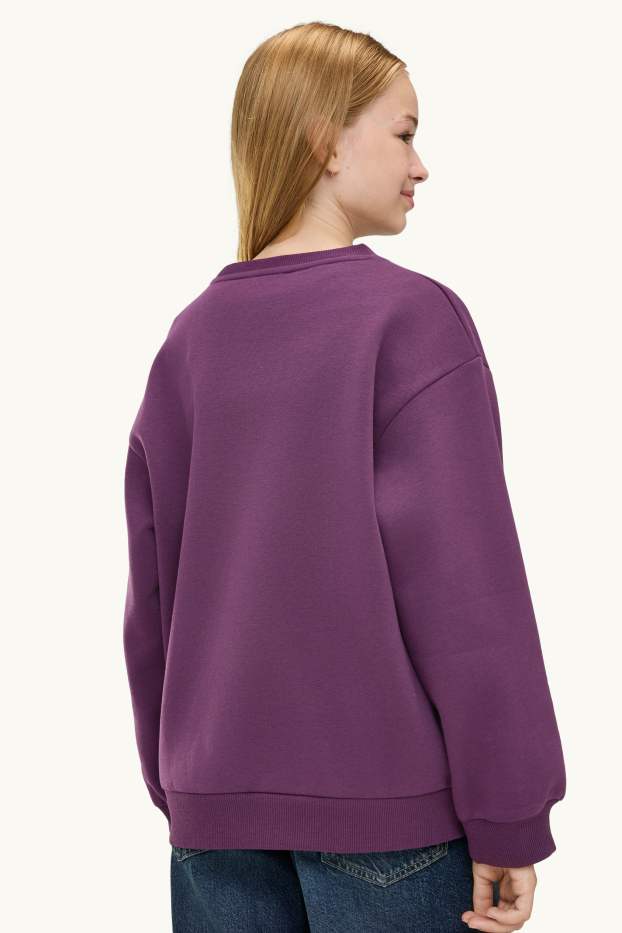 Kinderen: meisjes - CapyFun - sweatshirt - glanseffect - paars