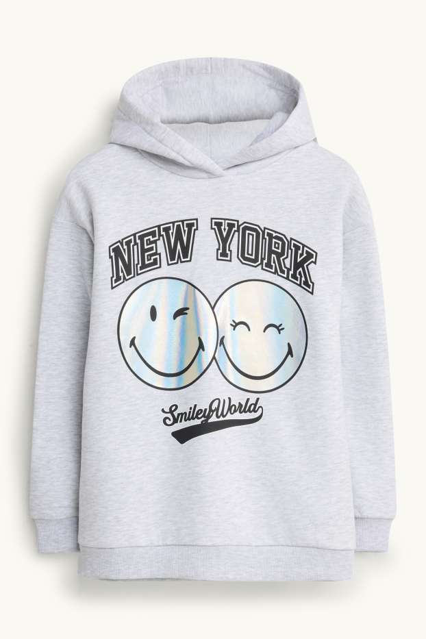 Nena - SmileyWorld® - dessuadora amb caputxa - efecte brillant - gris clar jaspiat