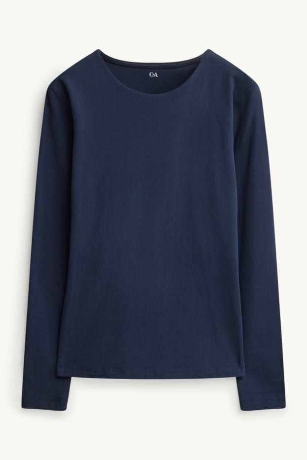 Femmes - Haut à manches longues - slim fit - bleu foncé
