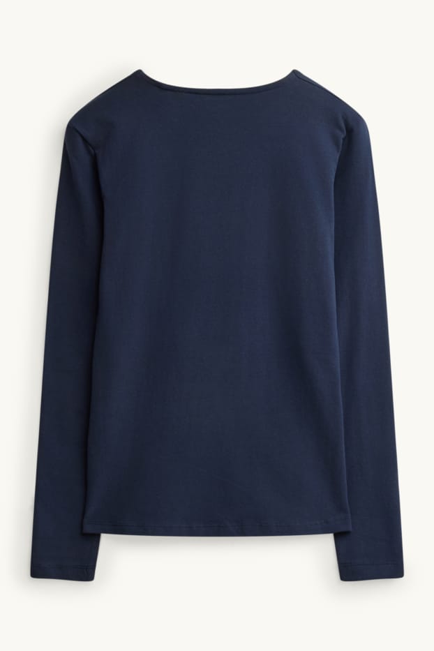 Femmes - Haut à manches longues - slim fit - bleu foncé