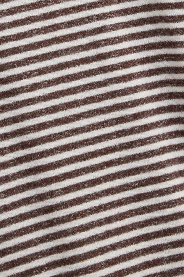 Femei - Pantaloni din jerseu - talie medie - wide leg - cu dungi - maro / alb-crem