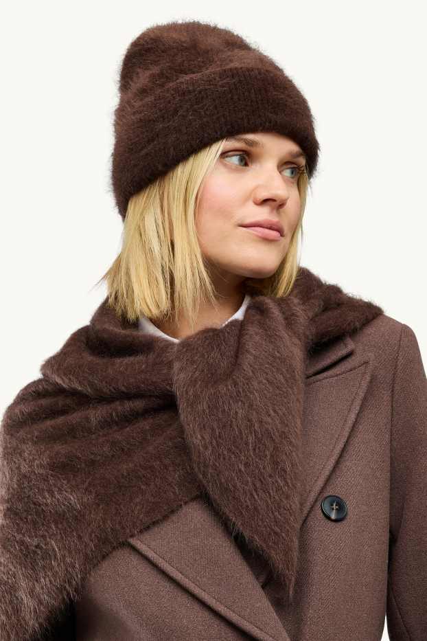 Femmes - Bonnet en cachemire - marron foncé