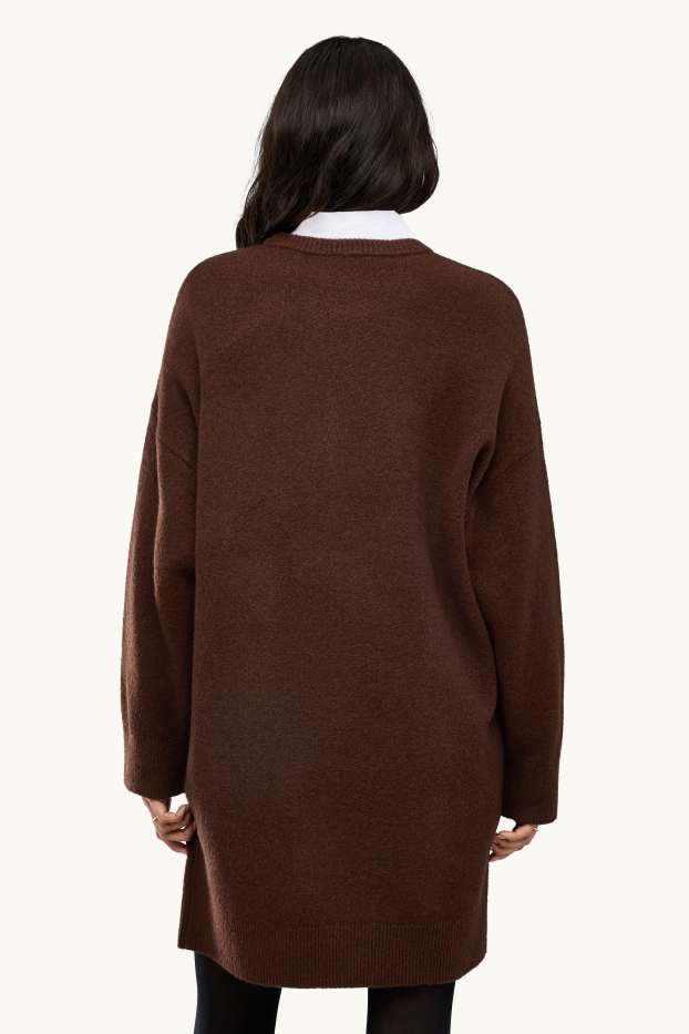 Donna - Vestito in maglia - straight fit - marrone