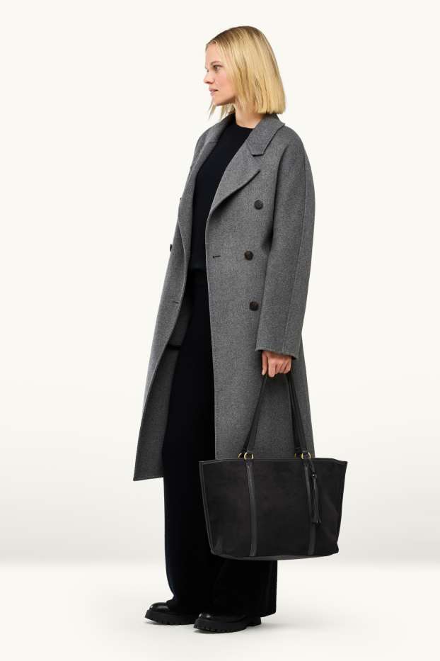 Dames - Grote shopper - imitatiesuède - zwart