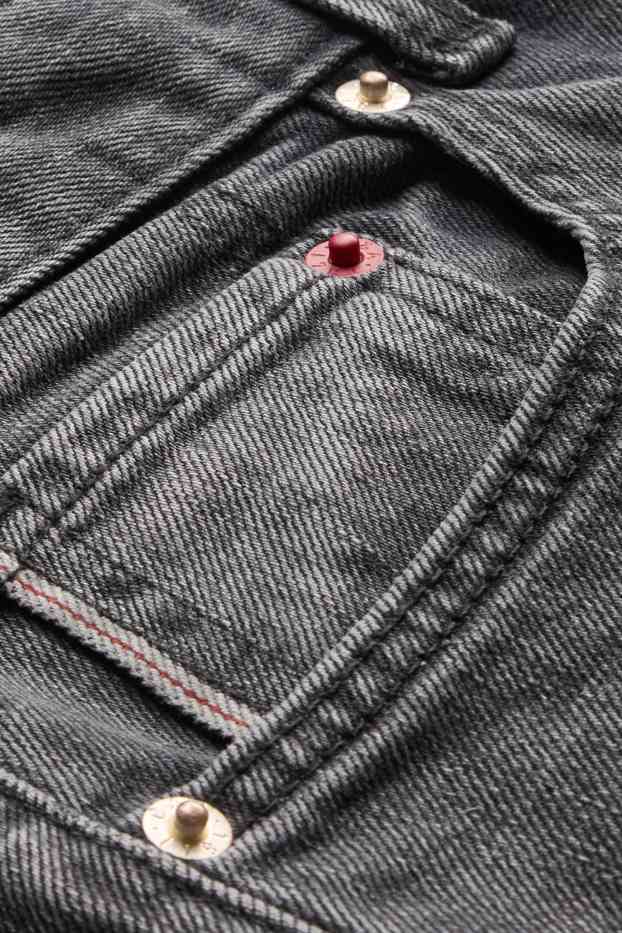 Femei - Straight jeans - talie înaltă - tiv întors - denim-gri închis