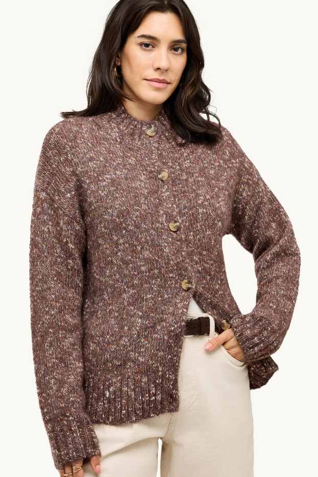 Women - Cardigan - brown-melange