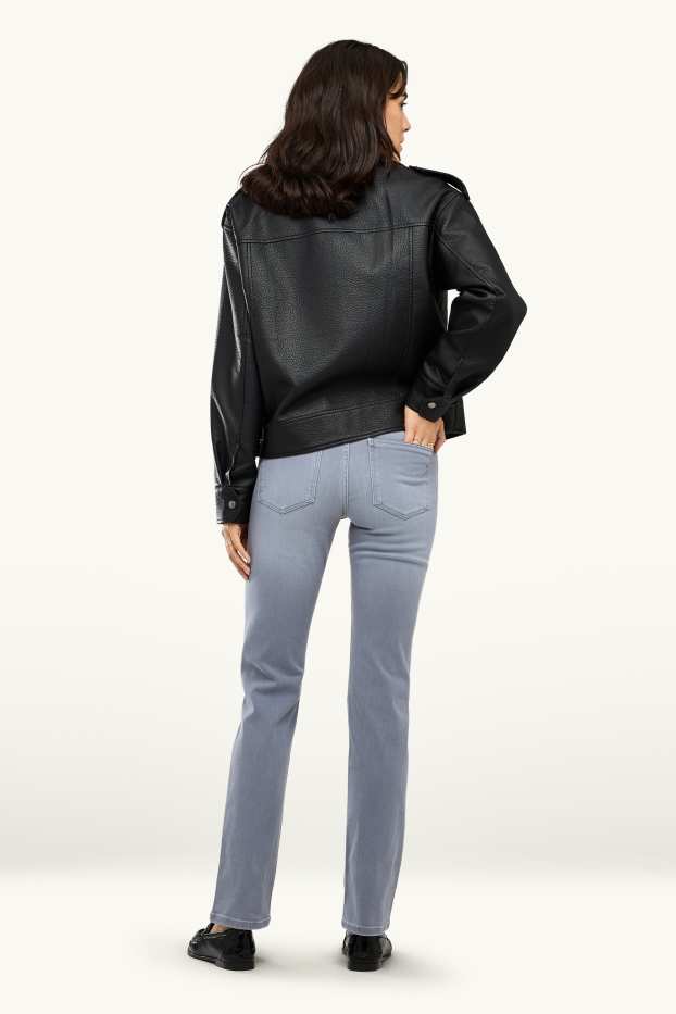 Femei - Straight jeans - talie medie - denim-albastru gri