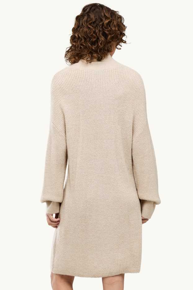 Damen - Strickkleid - Straight Fit - gerippt - beige