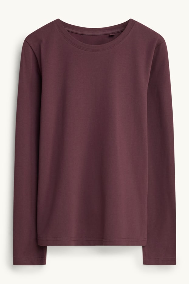 Femmes - Haut à manches longues - slim fit - bordeaux