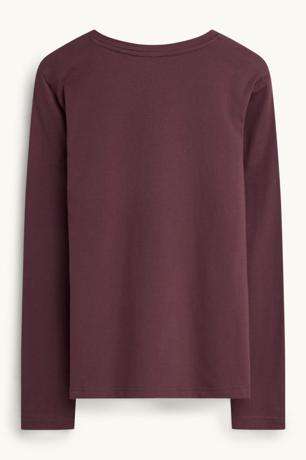 Femmes - Haut à manches longues - slim fit - bordeaux