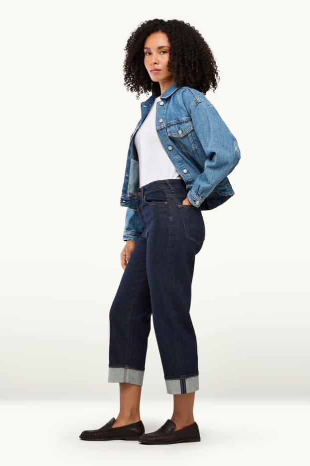 Dona - Boyfriend Jeans - mid waist - texà blau fosc