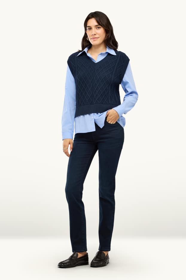 Dona - Slim Jeans - mid waist - texans modeladors - LYCRA® - texà blau fosc