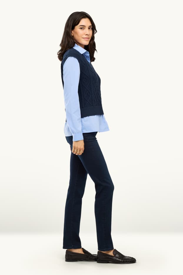 Dona - Slim Jeans - mid waist - texans modeladors - LYCRA® - texà blau fosc