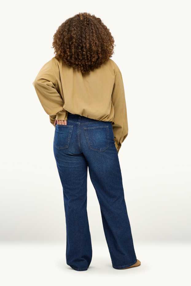 Donna - Jeans a gamba larga - vita alta - jeans blu scuro