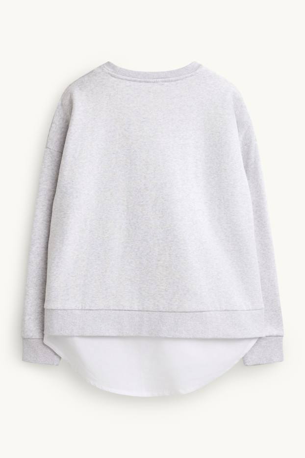 Damen - Sweatshirt - 2-in-1-Look - hellgrau-melange