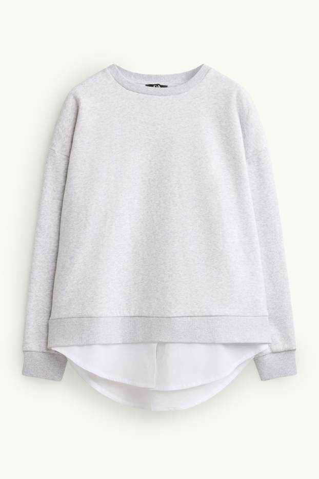 Damen - Sweatshirt - 2-in-1-Look - hellgrau-melange