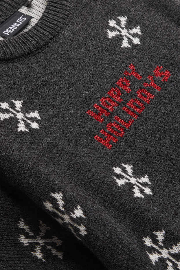 Dames - Kersttrui - Peanuts - donkergrijs