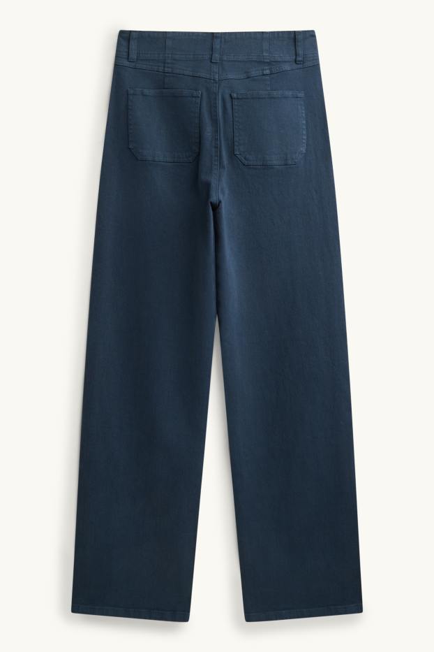 Women - Cloth trousers - high waist - straight fit - dark blue