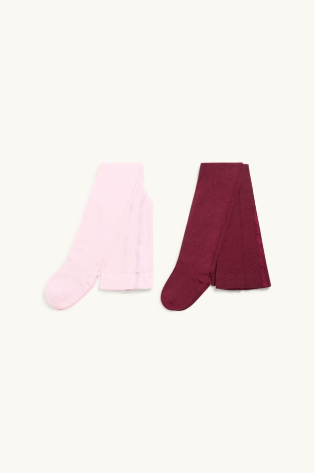Kinderen: meisjes - Set van 2 - maillot - roze / donkerrood