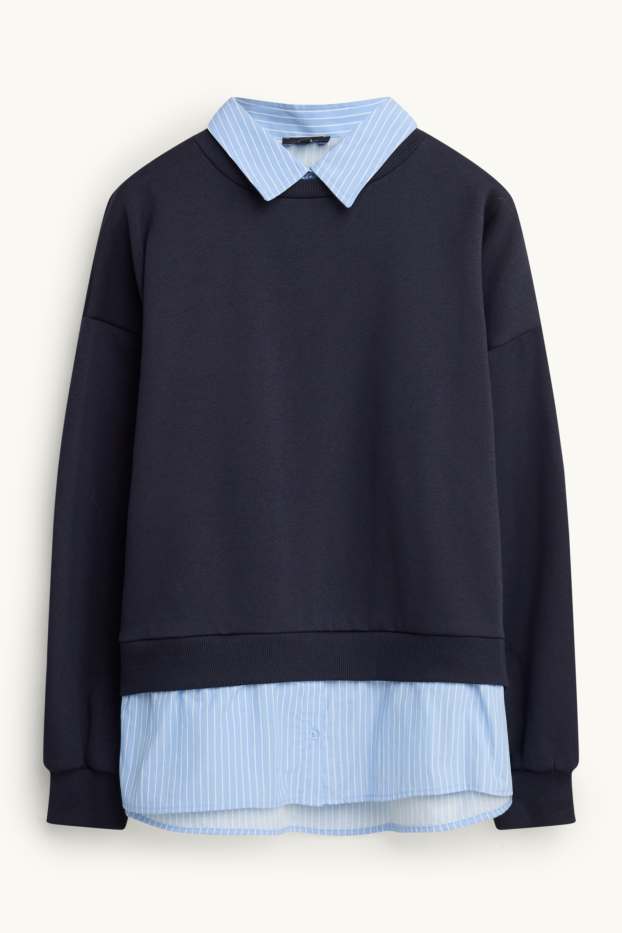Femmes - Sweat - look 2-en-1 - bleu foncé