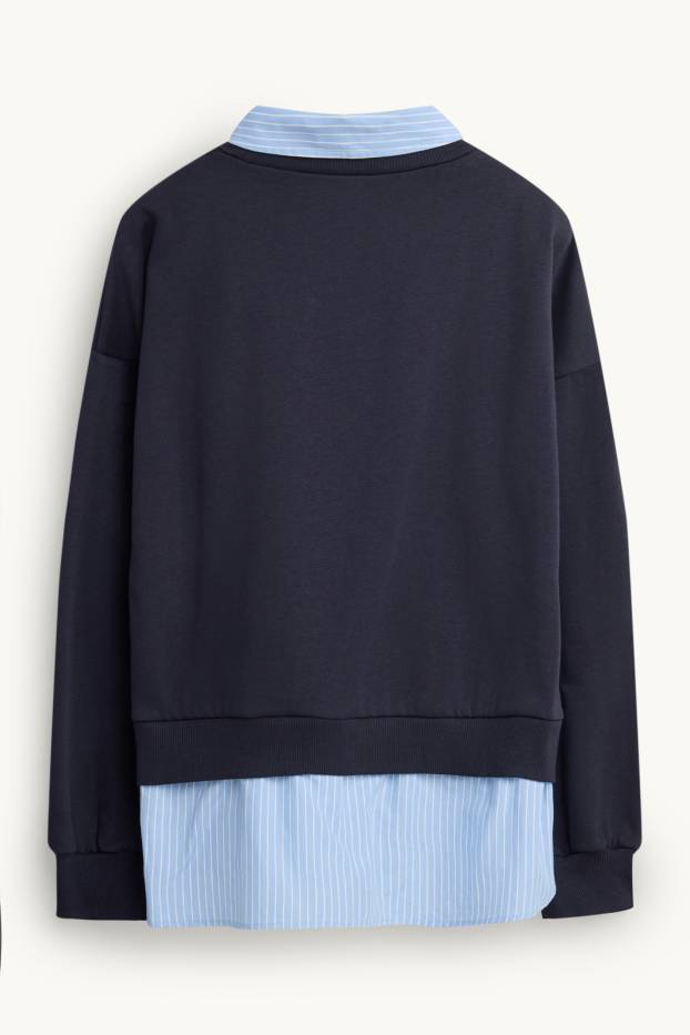 Femmes - Sweat - look 2-en-1 - bleu foncé