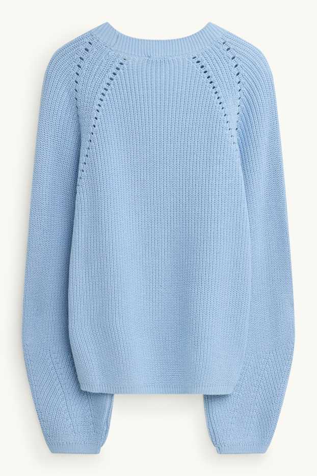 Femmes - Pull - finition côtelée - bleu clair
