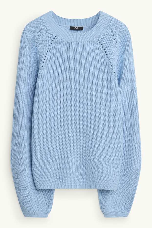 Femmes - Pull - finition côtelée - bleu clair