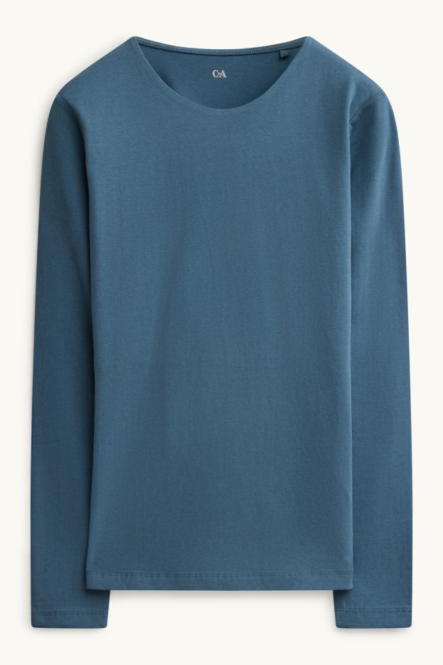 Femmes - Haut à manches longues - slim fit - jean bleu