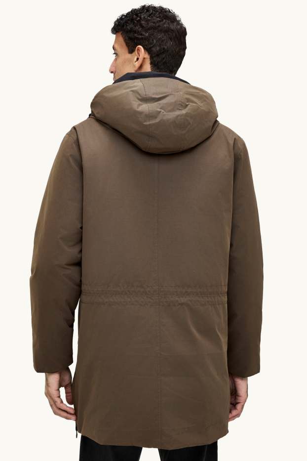 Pánské - Parka s kapucí - s výplní - vodotěsná - hnědá