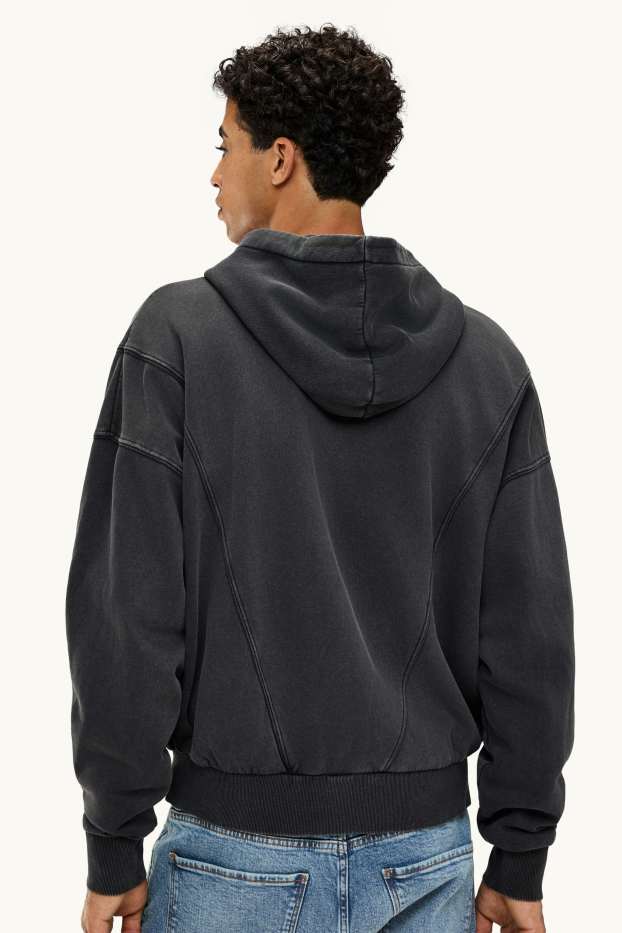 Hommes - Sweat zippé avec capuche - gris foncé