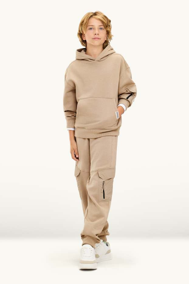 Bambini - Set - felpa con cappuccio e pantaloni sportivi - 2 pezzi - beige