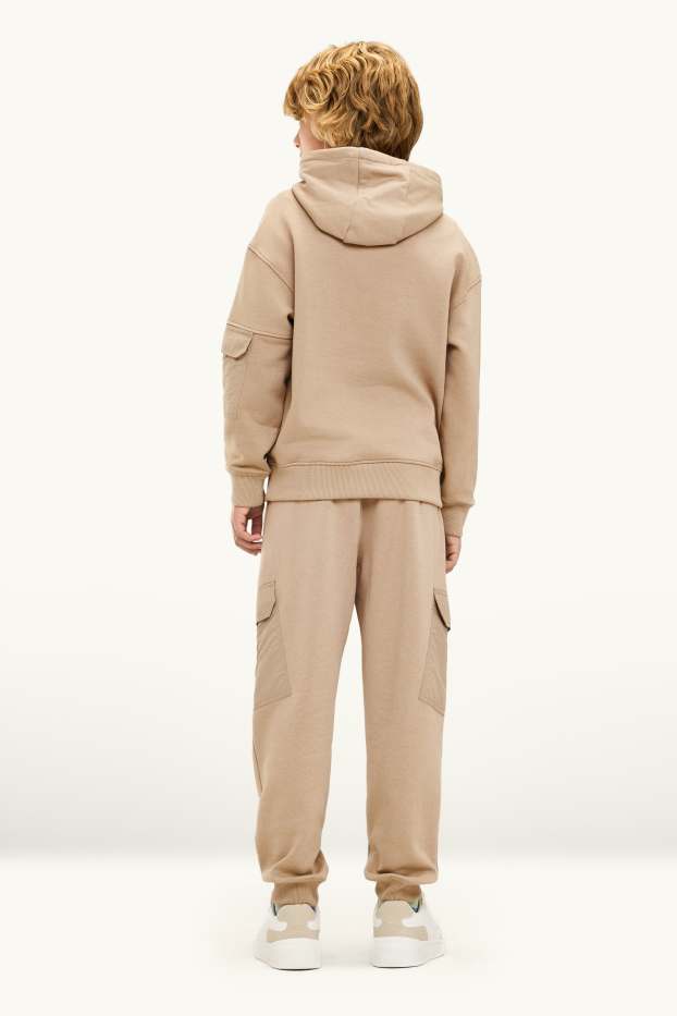 Bambini - Set - felpa con cappuccio e pantaloni sportivi - 2 pezzi - beige