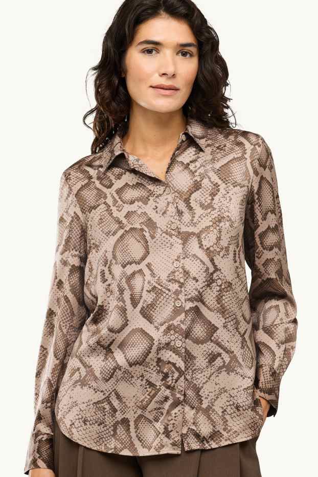 Femmes - Chemisier - à motif - beige / marron