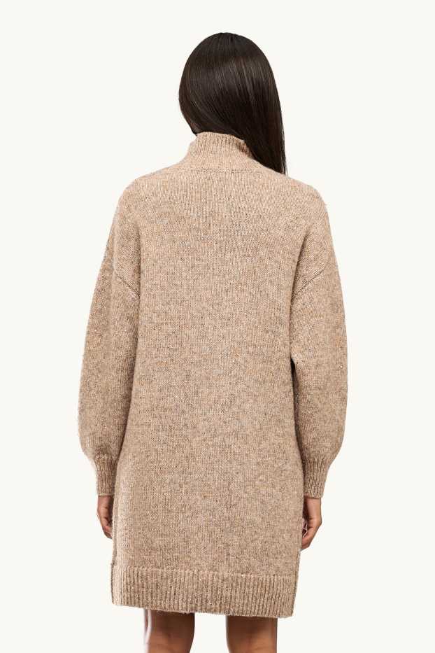 Donna - Vestito in maglia - effetto brillante - marrone chiaro