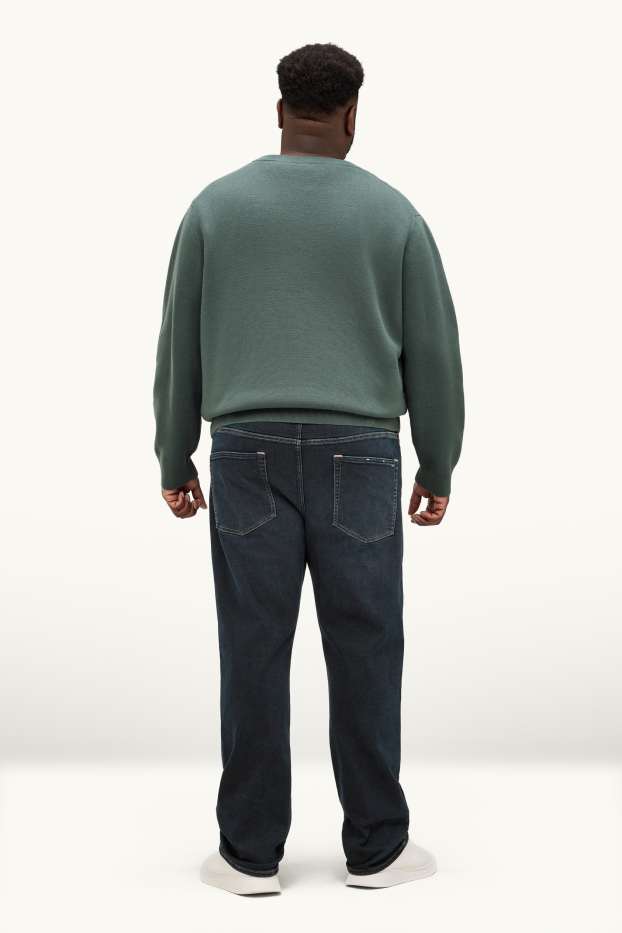 Pánské - Straight jeans - termo džíny - LYCRA ® - tmavomodrá