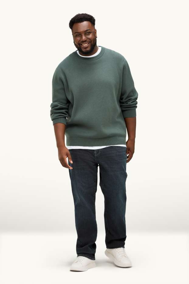 Pánské - Straight jeans - termo džíny - LYCRA ® - tmavomodrá