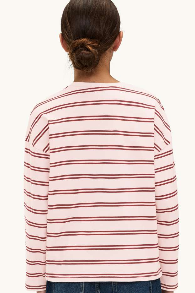 Kinder Mädchen - Multipack 2er - Langarmshirt - gestreift - zartrosa