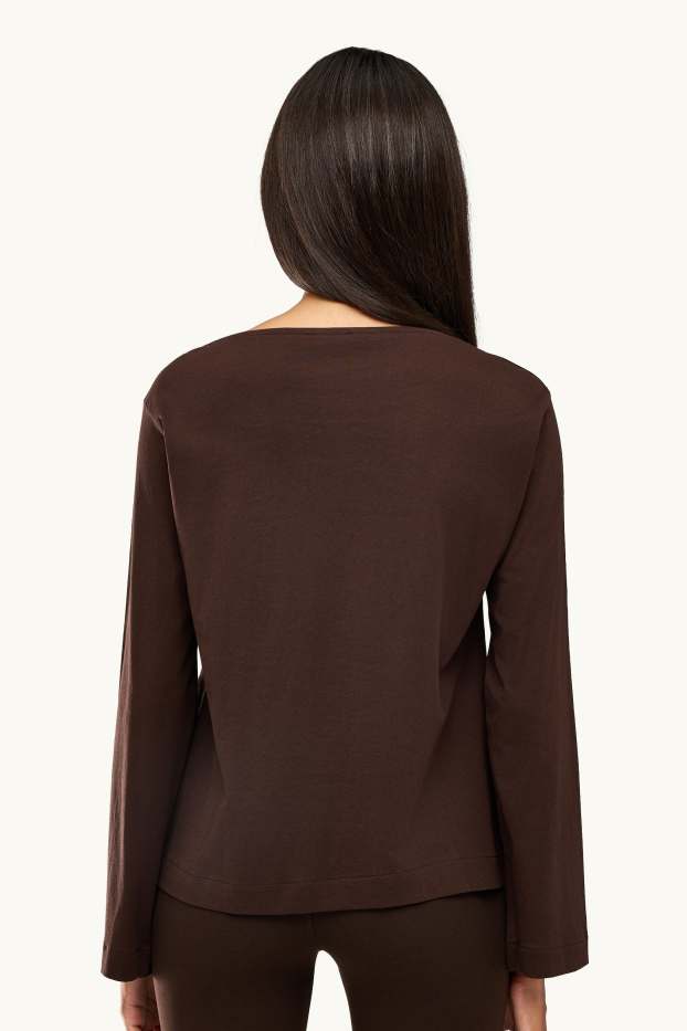 Dames - Longsleeve - relaxed fit - donkerbruin