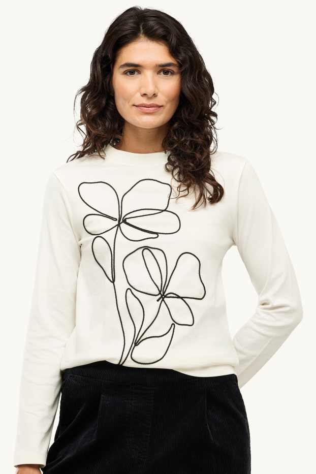 Damen - Langarmshirt - Regular Fit - cremefarben