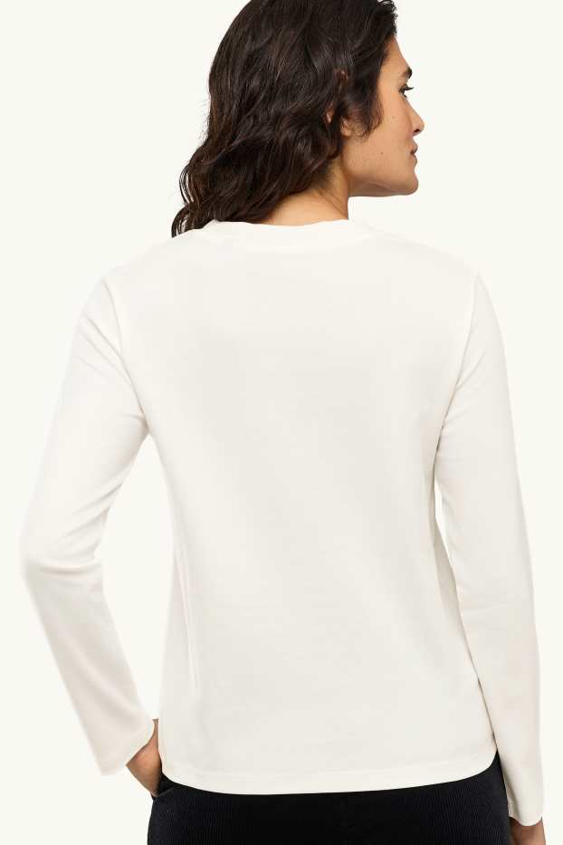 Damen - Langarmshirt - Regular Fit - cremefarben