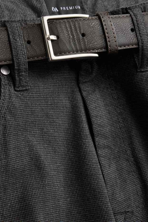 Men - Trousers with belt - regular fit - dark gray